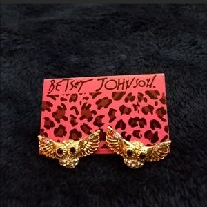 Betsey Johnson earrings gold owls owl earrings